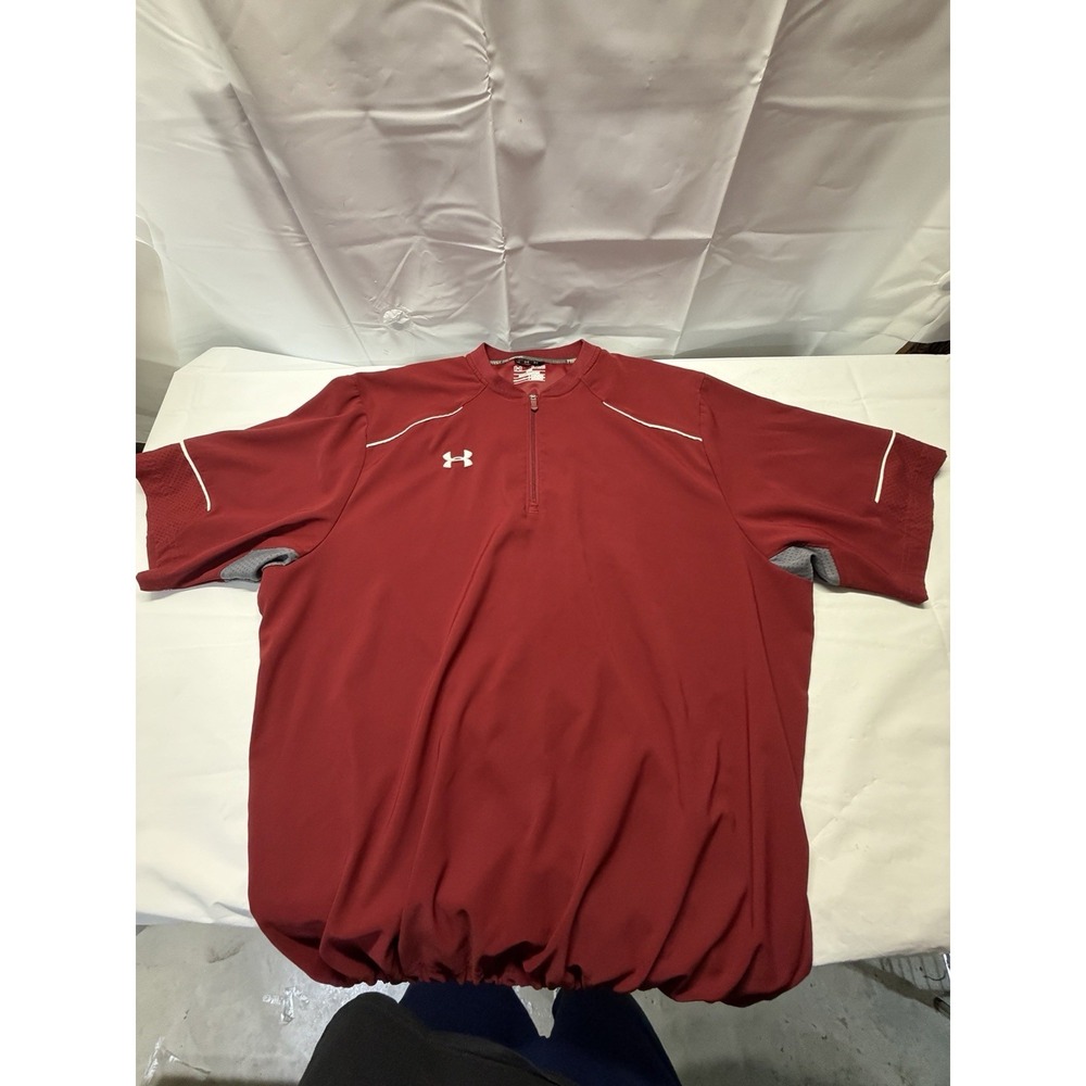 Under Armour Men's Red Athletic Warm Up Pullover Size XL Short Sleeve